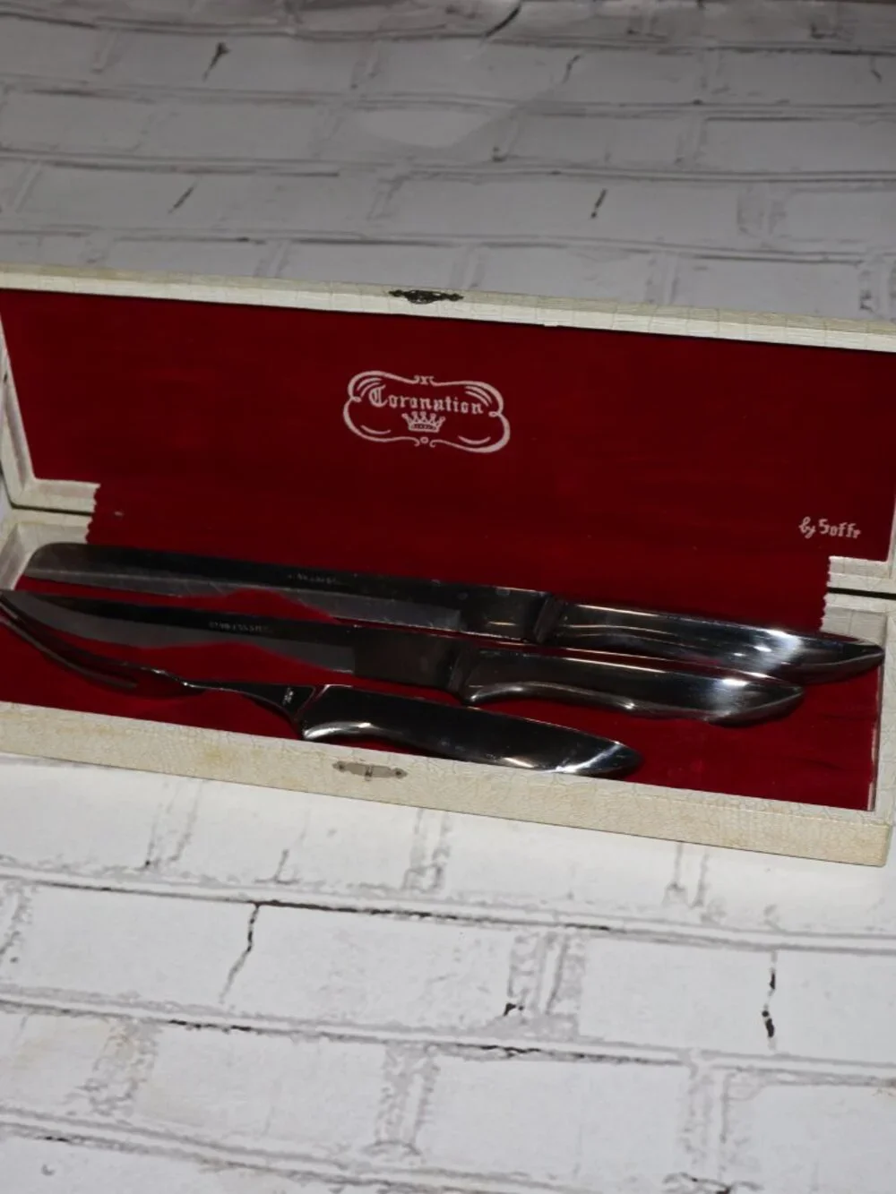 ✨ Vintage “Coronation” 3‑Piece Carving Set by Soffi ✨